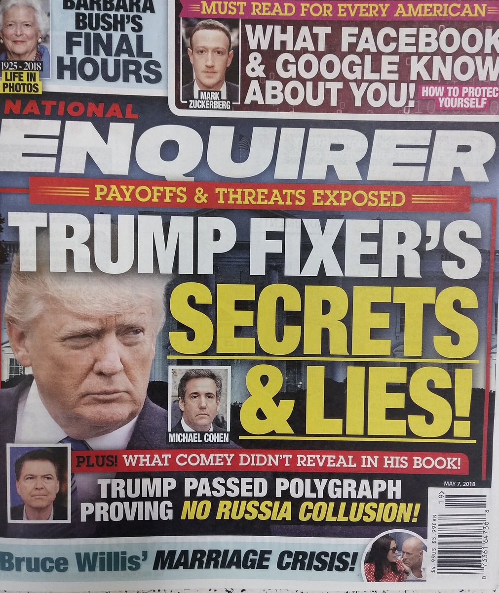 I am afraid that I have some very bad news for Michael Cohen. When you are trashed on the cover of the National Enquirer, there is an exceptionally good chance that a certain someone has determined that the term “thrown under the bus” will soon be attached to your name.
