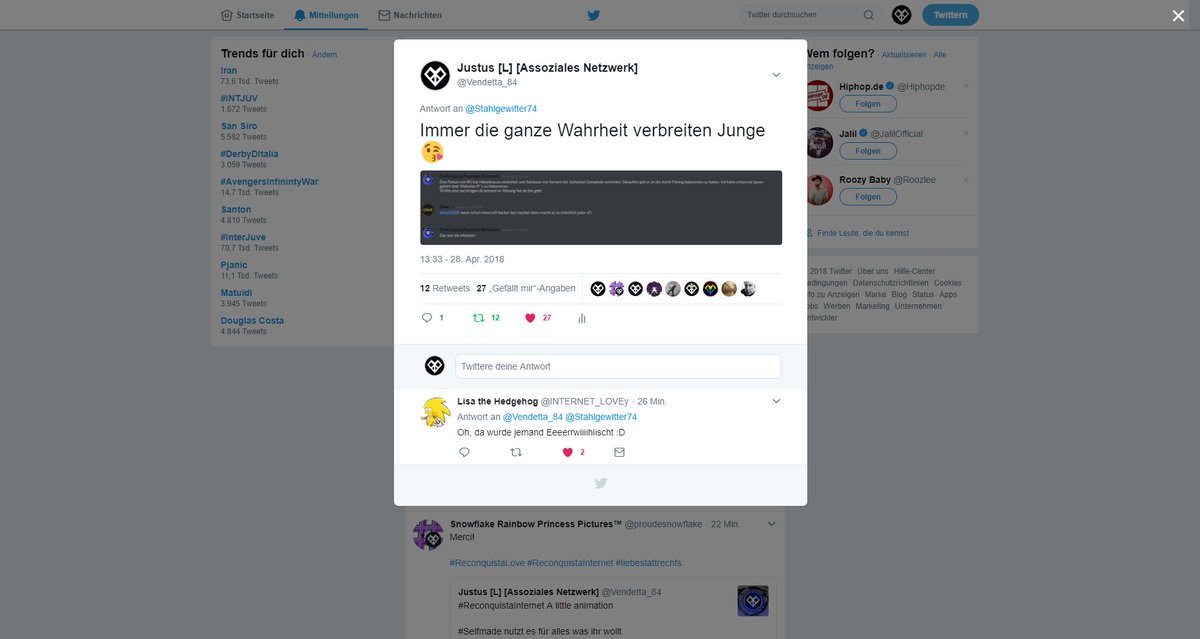 Vendetta_84's tweet photo. @Stahlgewitter74 hat sich unter falschem Aussehen/Namen in unseren Discord geschlichen und postet jetzt fleißig Screenshots in der er die Wahrheit verdreht.
Ich stelle das richtig.Seine Reaktion:
Da kann einer ja richtig gut mit der Wahrheit umgehen😍
#ReconquistaInternet #Liebe https://t.co/TLSsfIaKJw