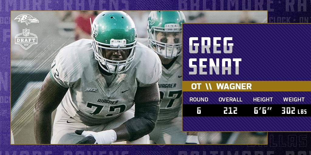 Ravens's tweet photo. We have selected OT Greg Senat with the 212th overall pick! https://t.co/dbRKaQBC0v