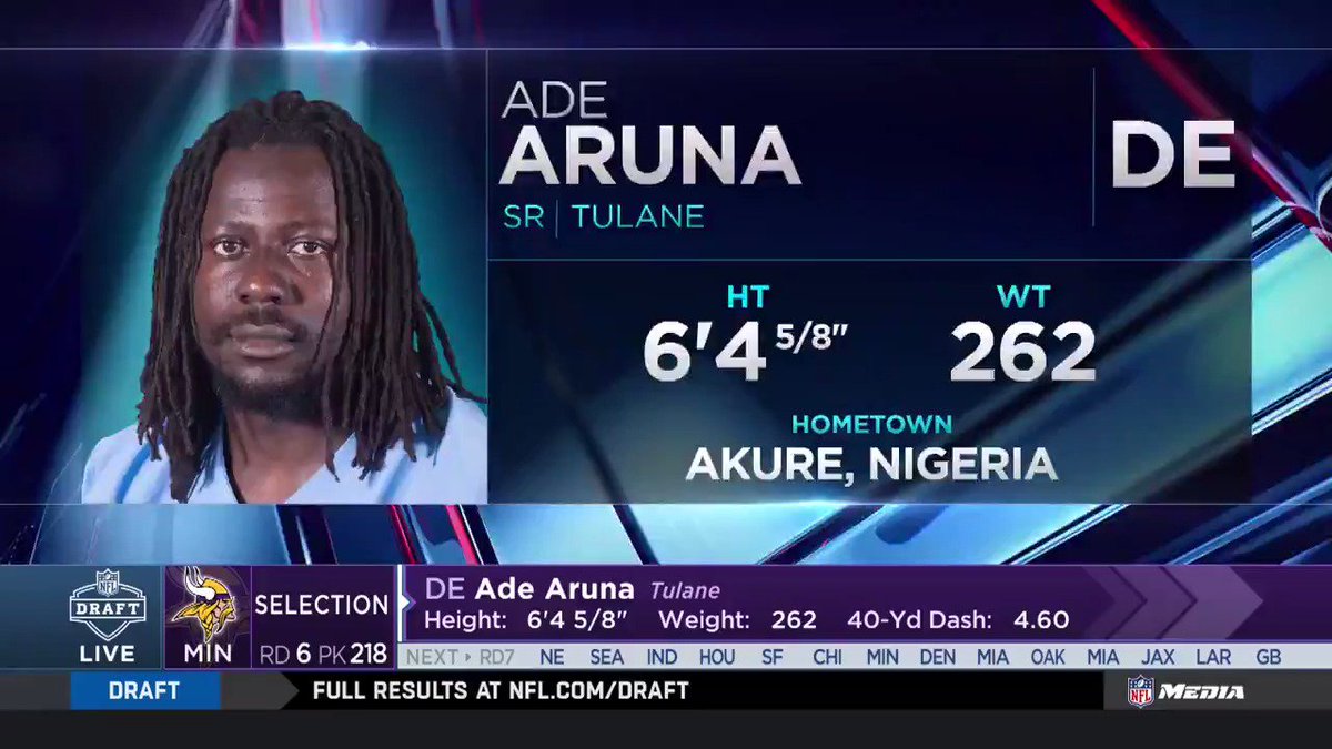 One of the longest-serving members of the team introduces the newest - DE Ade Aruna.  📺: @nflnetwork https://t.co/86K6fGZF8m