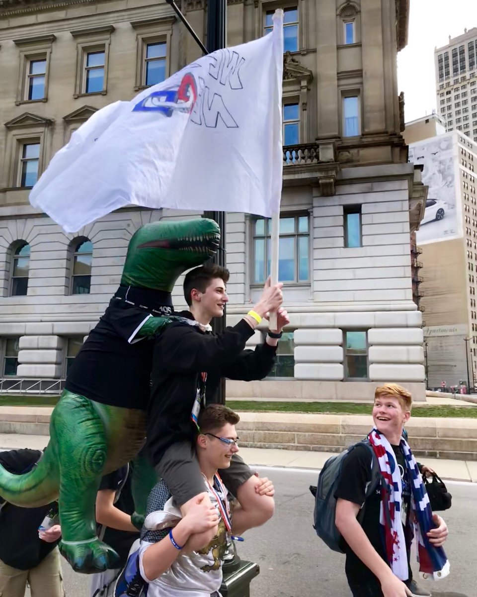 NEFIRST's tweet photo. @CyberKnights195 majestically marching to Ford Field #NEtoCMP #WeAreNE https://t.co/XwtQwI3gen