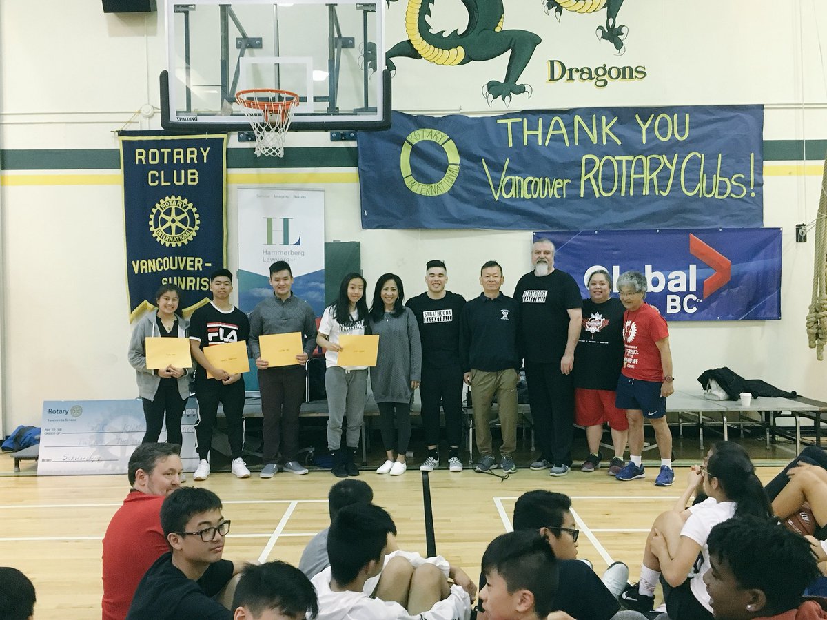 Successful 2018 Hoop-A-Thon!  So many to thank esp @vansunrise @RotaryClubYVR @RotaryYaletown for your continuous support. @chrisgailus and @YvonneSchalle of @GlobalTV bumped our total over $24,000!  Almost $20,000 scholarships to deserving youth! Close to $40,000 raised today!