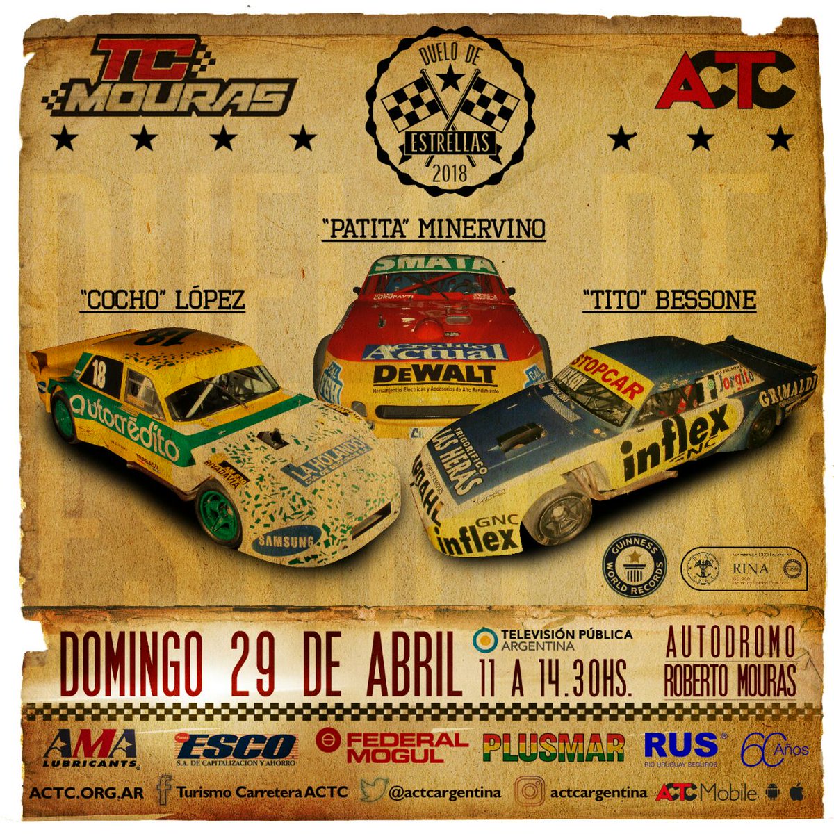 actcargentina's tweet photo. 🌟Mañana, Duelo de las Estrellas: @titobessoneok, @LopezCocho y Patita Minervino, ídolos del TC, se vuelven a subir a sus autos del @MuseoTc 💪 https://t.co/mSVzxOgOnN