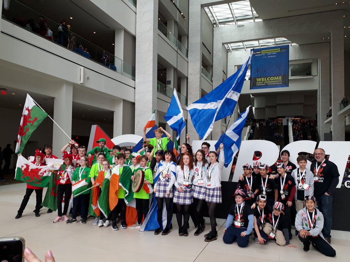 DTWHA's tweet photo. UK &amp; Ireland contingent in #Detroit #teamwork @GlicFLL  @FLLUK @firstlegoleague  @WallaceHallSch 
@Drumlanrig1679 @Tesco @marksandspencer @BITCScotland
 @SPEnergyNetwork @TheIET @THunterF @LagTowerData @thornhillrotary https://t.co/uPW1PcoyjS