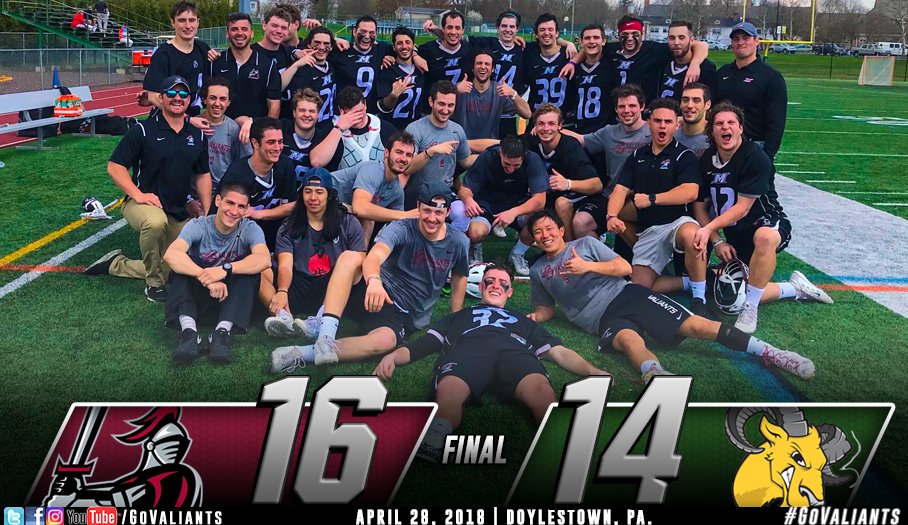 For the first time since 2004, @valiantlacrosse is headed to the conference tournament after a thrilling 16-14 comeback win over DelVal!
Read more: govaliants.com/news/2018/4/28…
#GoValiants #d3lax #RS3