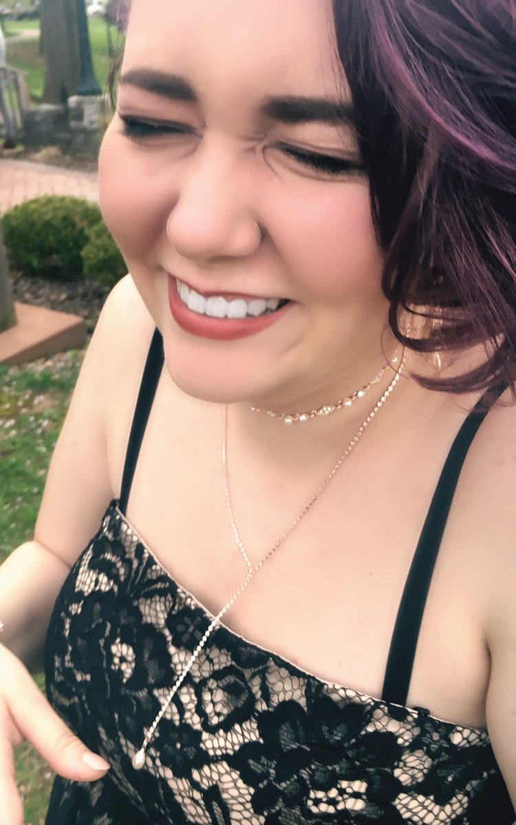 PixMichelle's tweet photo. Quickie cell phone shots. Why is the one of her laughing really hard my absolute favorite? She kept doing a weird fake smile, so I was yelling "MAKE YOUR FACE BETTER!!!!" and she started cracking up. My baby girl looks so grown up. ๐ฅ #Prom #prom2k18 #BISFAprom https://t.co/aGqs31xYcT