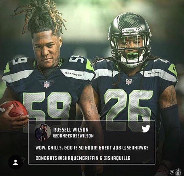 AustinGreen_123's tweet photo. Why I love the NFL because stuff like this! Congrats @Shaquemgriffin #Seahawks #Shaqembros https://t.co/OdMcKDhyHv