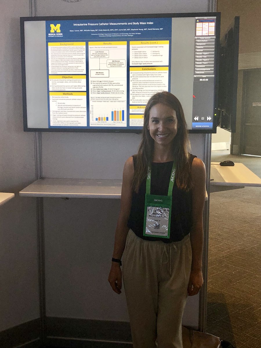 Excited to present our research on intrauterine pressure catheter measurements and BMI at #ACOG2018 #GoBlue