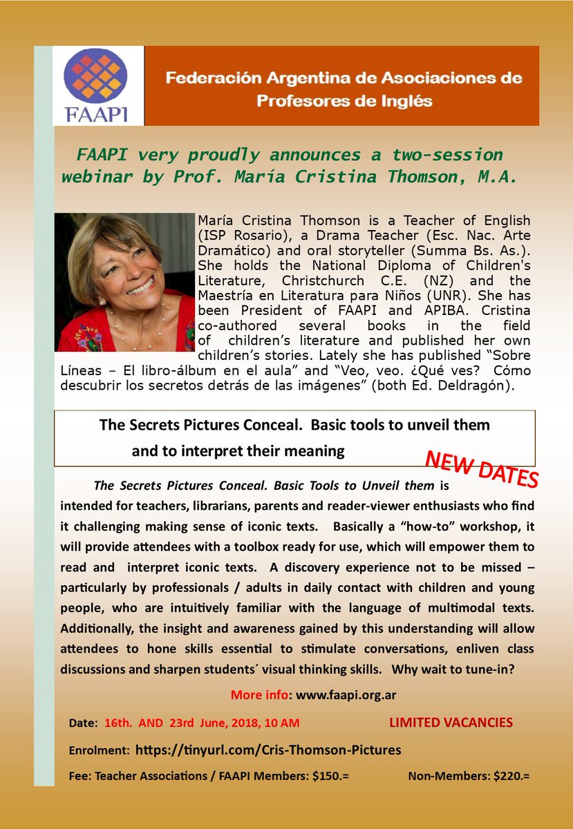 NEW DATES FOR THIS TWO-SESSION WEBINAR! NEW ENROLMENT FORM:   tinyurl.com/Cris-Thomson-P… …  Not to be missed!