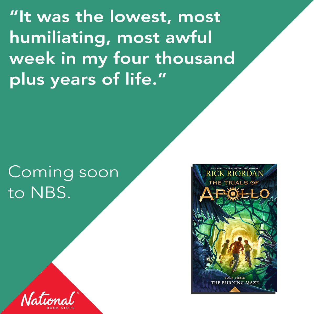 nbsalert's tweet image. Three Roman emperors plan to attack Camp Jupiter. Lester and Meg must go through the Labyrinth to find the third emperor — and an Oracle who speaks in word puzzles.

Watch out for THE BURNING MAZE (THE TRIALS OF APOLLO #3) by Rick Riordan, coming soon to NBS. #NBSfinds #NBSat75