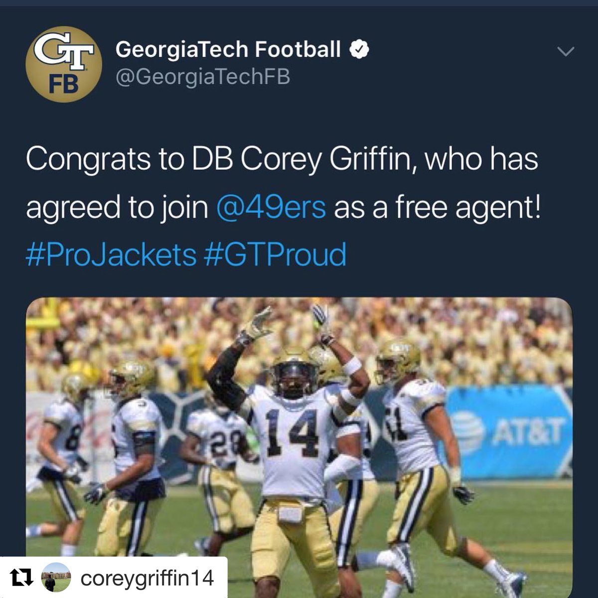 audaciousgirl's tweet photo. Congrats!! My cousin drafted to 49ers!!! #NFLDraft2018 #dreamscancometrue #blessingsonblessings #gatechgrad https://t.co/HuLFh2AzHc