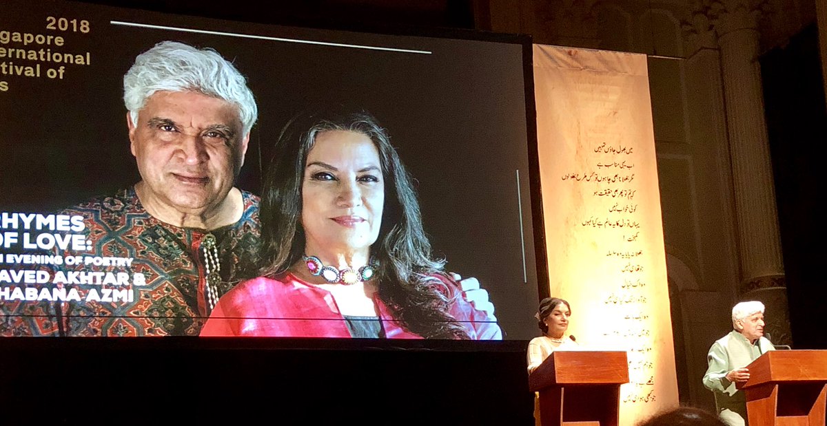 IamChandanJoshi's tweet photo. Thanks to @Javedakhtarjadu and @AzmiShabana for giving us a unique evening of exquisite poetry and thought provoking conversation! Loved it! https://t.co/eK1kxdQGxc