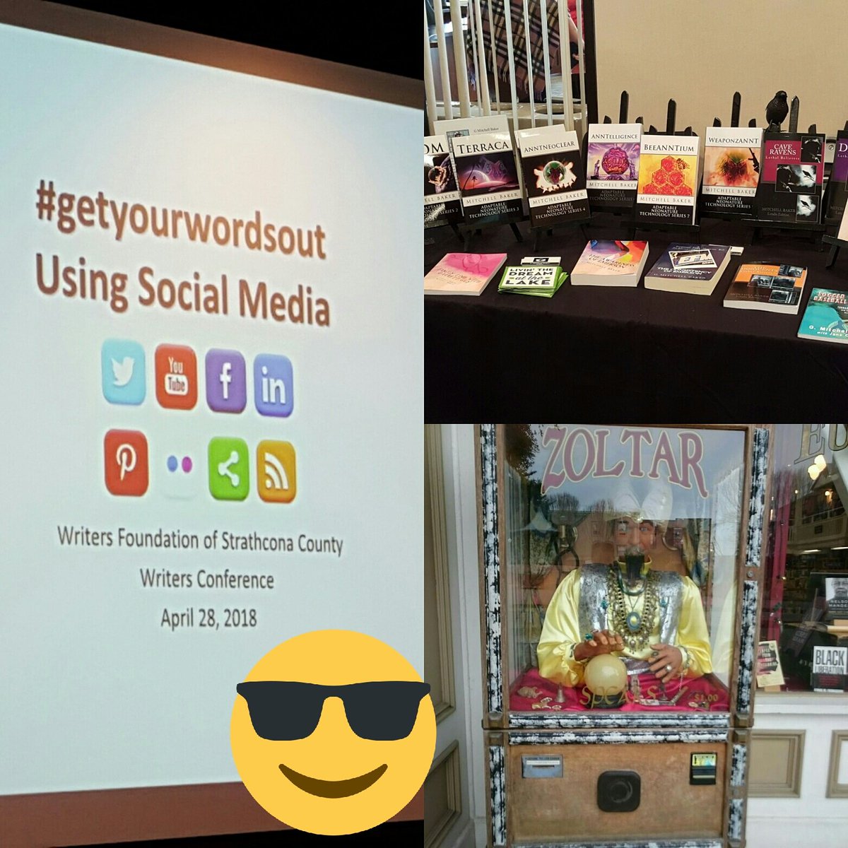 G_MitchellBaker's tweet photo. Sold a complete set of the Adaptable NeoNature Technology Series (8 vols) at #getouttheword Conference today. The Sherwood Park Bookworm sold 'The Rodeo Drive' today. I am invited to another booksigning in June (watch for it) a lot of great ideas at the Conference. A Great Day! https://t.co/75A7K5Jv3r