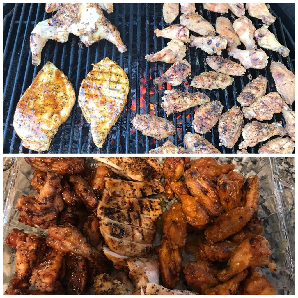Might have gotten a little chicken happy this evening... Wings, breasts, and a Cornish hen for the fun of it. All delicious, barely any left! #WinnerWinnerChickenDinner