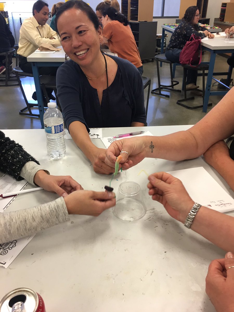 teachseuss's tweet photo. Adults engaged in a quick 'Can You Save Fred?' STEM challenge in Super a Easy STEAM in a "Box" presentation @FutureNOWedu #futurenowEdu #powerofdiscovery #makered https://t.co/MW3DgM9luy