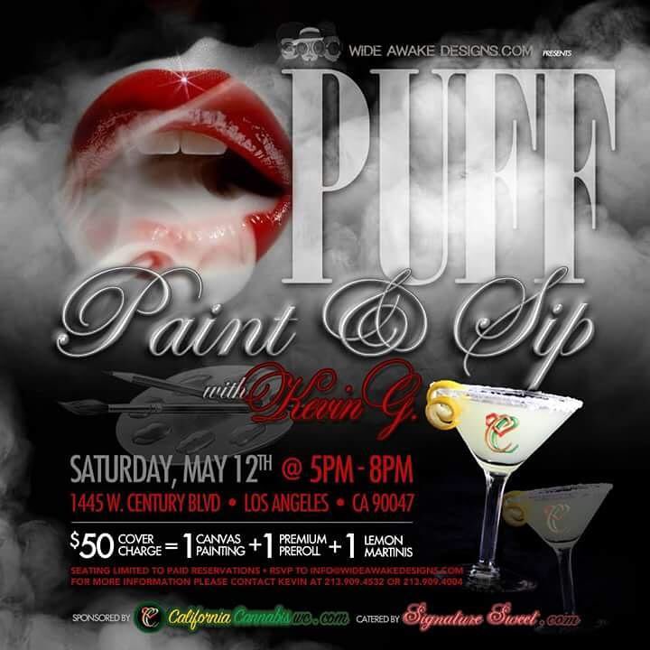 AfterHourArt's tweet photo. Me &amp; Some of My Art will be hosting a PUFF, PAINT &amp; SIP Saturday, May 12th. If you're in the Los Angeles area stop by and sip somethin' with me...

Reserve your seat here:
https://t.co/P5O2jX8xE7 https://t.co/BohYMekC2y