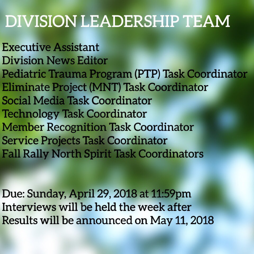 MCNAIRKC's tweet photo. Hey Grizzlies! LAST REMINDER!!!
Remember that THIS Sunday, April 29th, @11:59pm, the applications for DLT (Division Leadership Team) are DUE. The DLT helps the Lieutenant Governor in many aspects within Key Club. https://t.co/t3fHg6L6Ef