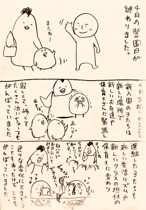 #1日1鶏 
「4月、みんなみんな頑張った!」 