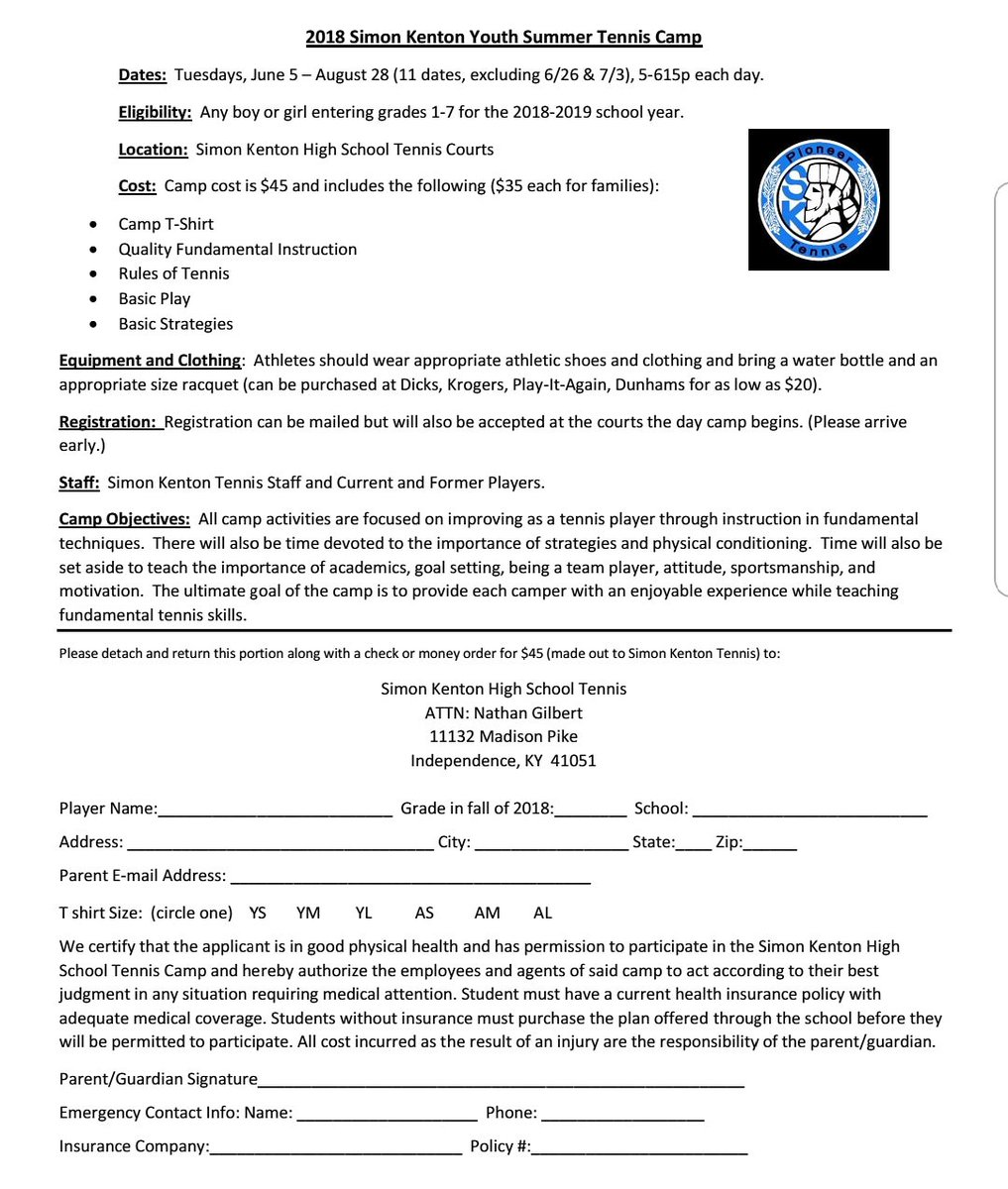 SK Youth Tennis Camp