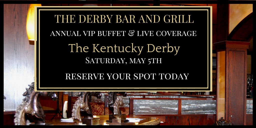 DerbyBarAndGril's tweet photo. It’s the most anticipated race of the year! 🐎 Join us for our annual #KentuckyDerby VIP Buffet This year we’re serving an even bigger spread! Seafood, BBQ Ribs, and more 🤤 Call today to reserve your spot. Seating is limited. #DerbyBarAndGrill https://t.co/YQD1TskaG8