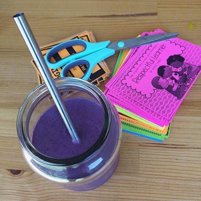 MissJanome's tweet photo. Enjoying my morning smoothie with my @ever.eco metal straw, whilst cutting up  behaviour postcards from @littlelifelonglearners, which seem to be one of the largest motivators for positive behaviour in my classroom. Each day I will send one of these home… https://t.co/ER38ylxG8d https://t.co/ghYXrf4oxI