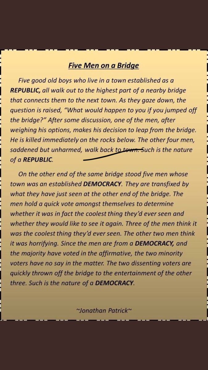 Stole this from someone—
#Rebublic vs #Democracy