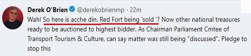 mediacrooks's tweet photo. And @brijeshkalappa You are now in the great company of @taapsee and others like @DerekobrienMP ... I guess all of you have the same IQ... #RedFortSold .... https://t.co/QT4QBgw878