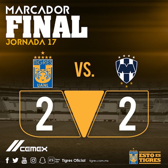 TigresOficial's tweet photo. Marcador final presentado por @CementosCEMEX. #VamosTigres https://t.co/kvdLvsKOwC