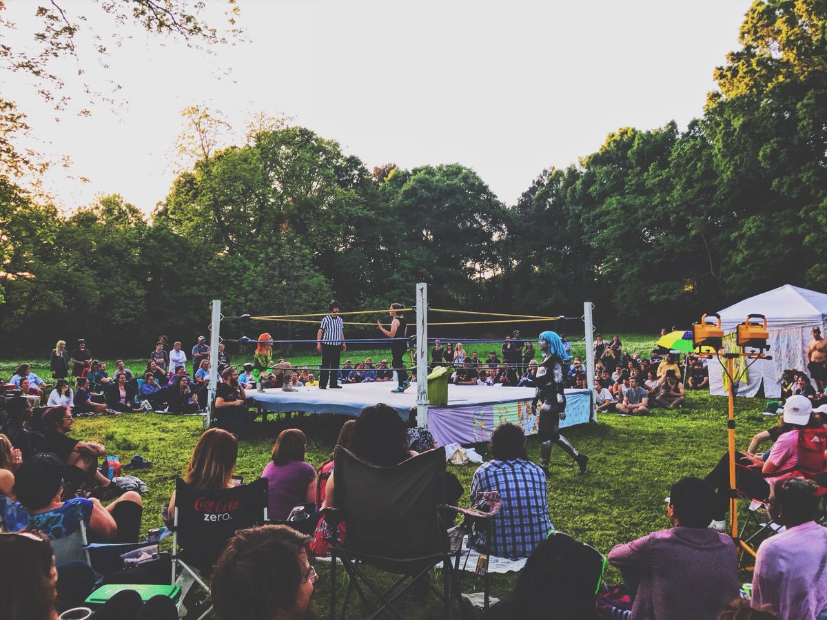 jlew8's tweet photo. I went to an all-female indie wrestling event called WrestleWomania tonight. How was your Saturday, Twitter? #SEWW https://t.co/y7L7HOHQ99