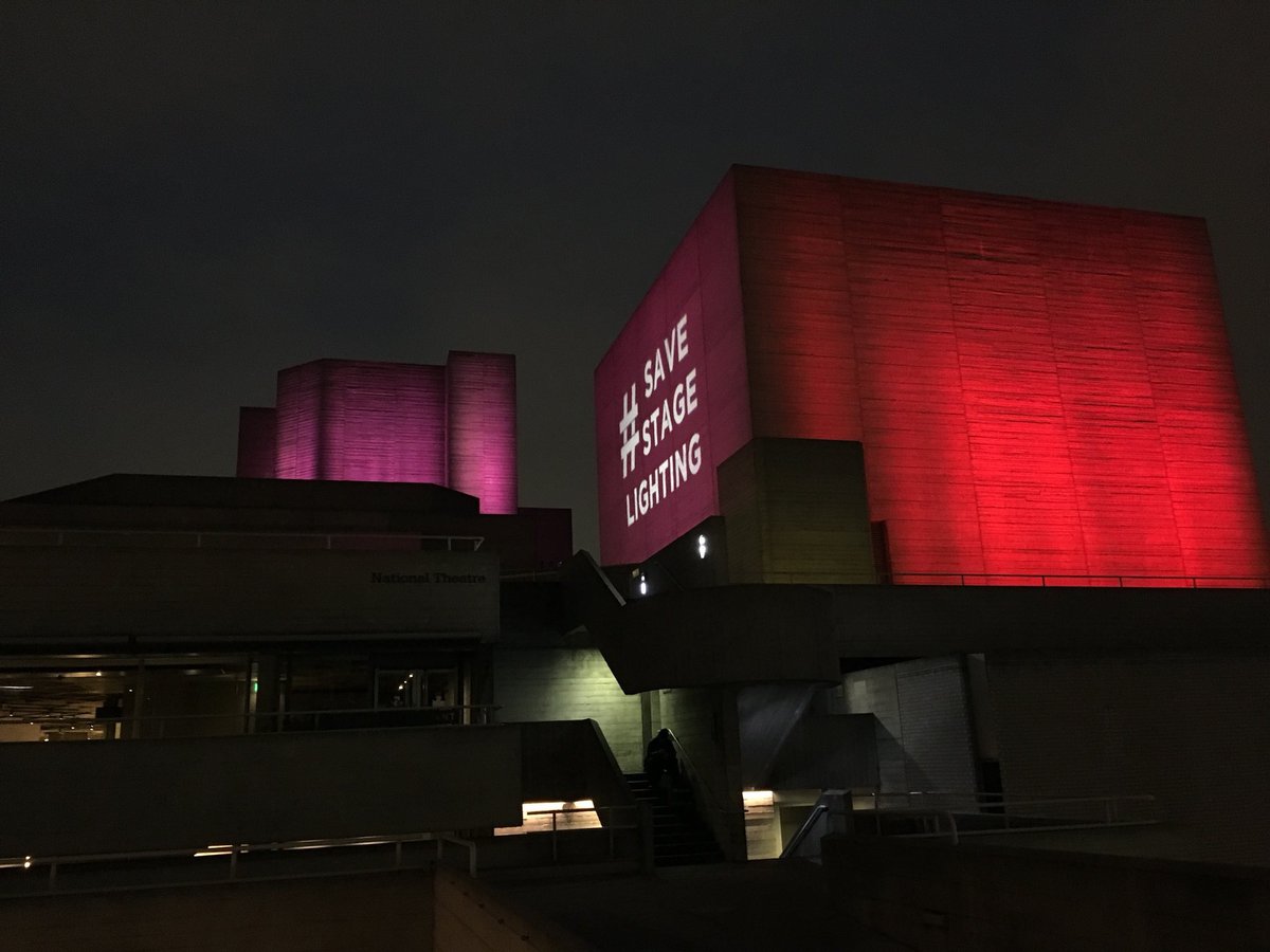 weareSBTD's tweet photo. The #SaveStageLighting campaign lit up @nationaltheatre and many other venues across the UK and rest of Europe last night. Follow  @the_ALD @robbiejbutler for more information on how to support the fight against the new EU legislation which threatens to turn our stage lights off. https://t.co/Ow0juQUCo0