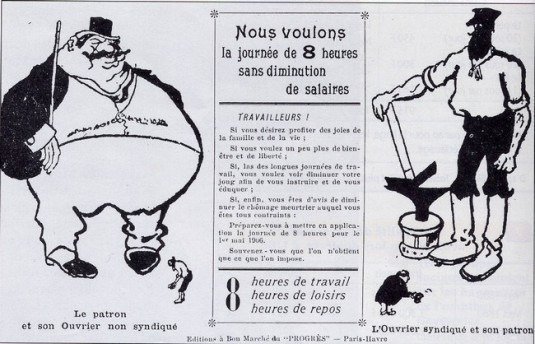 6)Donc pour l’AIT en 1889 le 1er mai doit être un jour international de manifestations, de protestations On encourage les ouv à cesser le travail au bout de 8 h. et à déposer, pacifiquement, des pétitions pour les 8 h