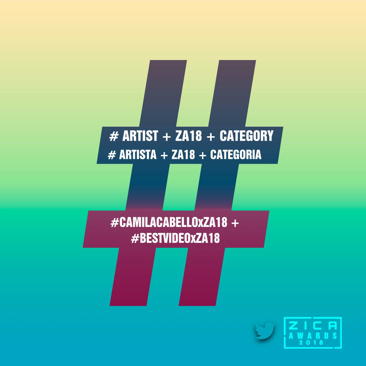 ZicaAwards's tweet photo. Do not forget, you can vote for your favorite artist on Twitter. Example: 

#CAMILACABELLOxZA18 + #BESTVIDEOxZA18 + #ZA18 https://t.co/Q6yCcx521f