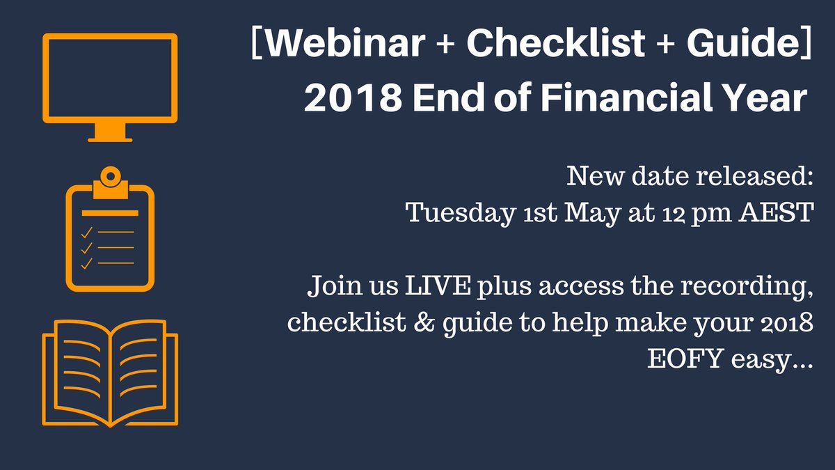 [NEW WEBINAR DATE] Our SMSF End of Financial Year webinars are proving popular, with only a few places left on our 15th May date we have squeezed in a NEW webinar date - Tuesday 1st May at 12noon AEST.  Only $97 per firm
smsfdesign.thrivecart.com/2018-year-end-…