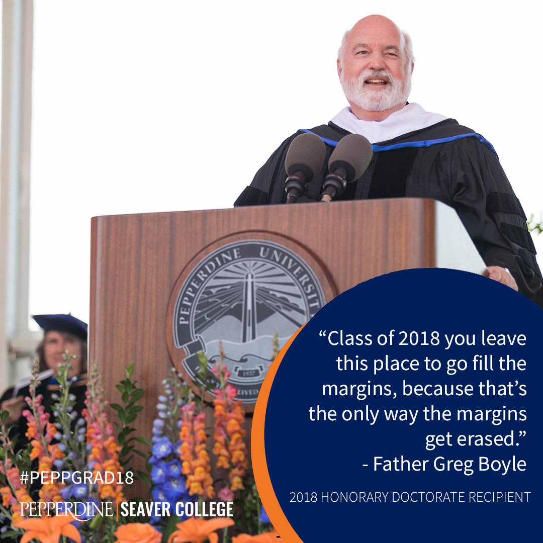 pepperdine's tweet image. Thank you @FrGregBoyle for your inspirational words at #PeppGrad18 🎓
