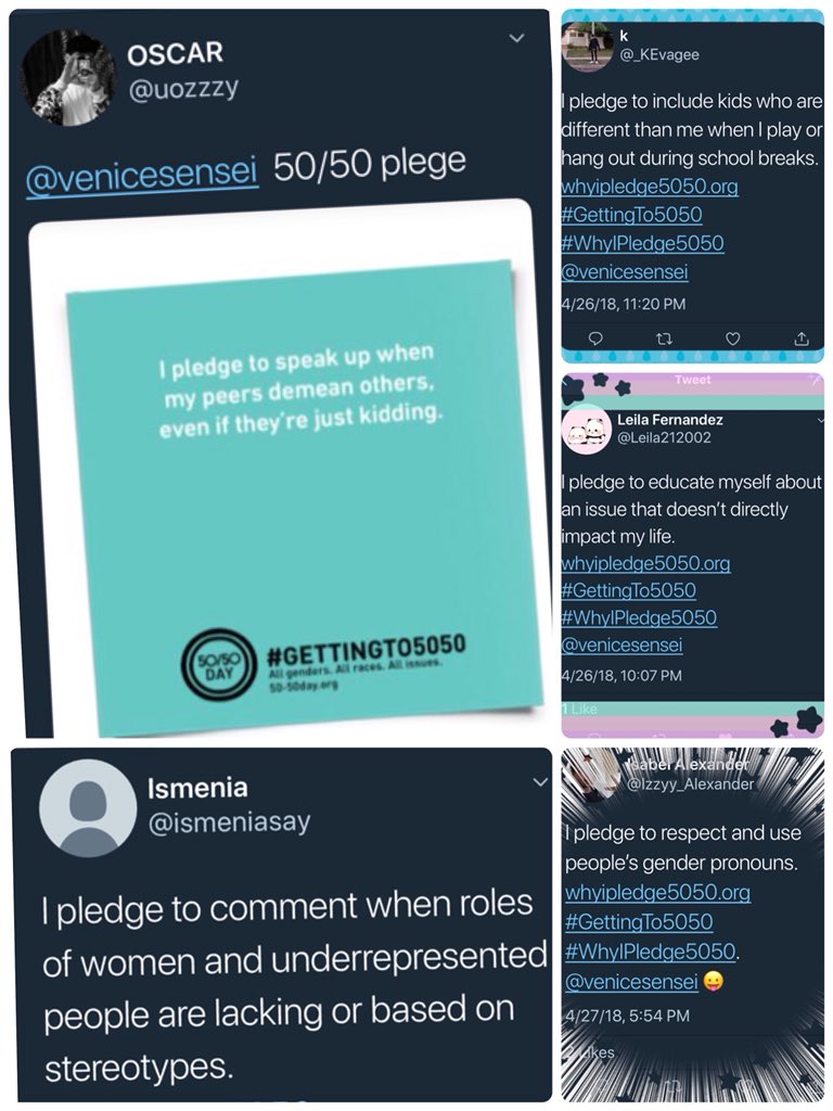 venicesensei's tweet photo. Late Post: On 50/50 Day #VeniceHigh students took the #WhyIPledge5050 action pledge from https://t.co/LNwiQbinHW to help the world 🌎get closer to Gender Equity 👫#GettingTo5050 #GondoPride @VeniceOarsman https://t.co/8TBjpl8itf