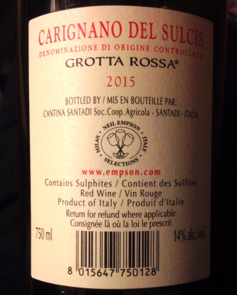 RobsonWine's tweet photo. Cantina SANTADI 2015 
CARIGNANO del SULCIS 
@CantinaSantadi 
glorious carignano richness and breadth, amazing pairing with this bold, dark and delicious one dish  
https://t.co/9YoNwtLUi7
@EmpsonCanada https://t.co/UOFpZJopD9