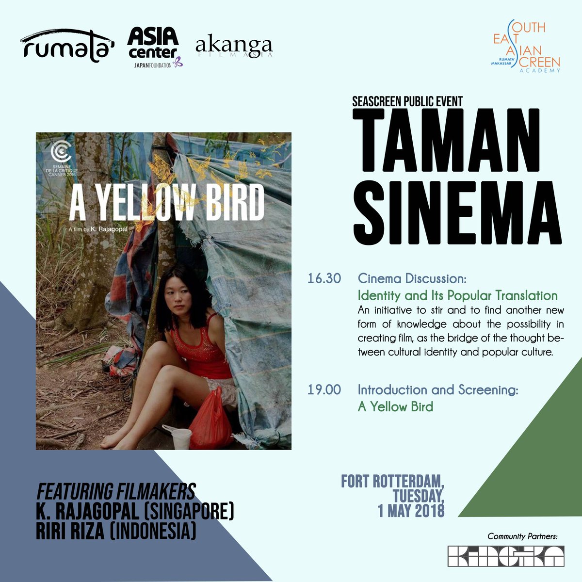 kinotika_id's tweet photo. #TamanSinema merupakan publik event tahunan #SEAScreen yang bertujuan untuk pertukaran ilmu dan budaya melalui diskusi mendalam dengan para profesional dan eksibisi film (layar tancap), khususnya dari Asia yang dianggap memiliki kekhasan lokal tapi membumi. https://t.co/2OBXz86696