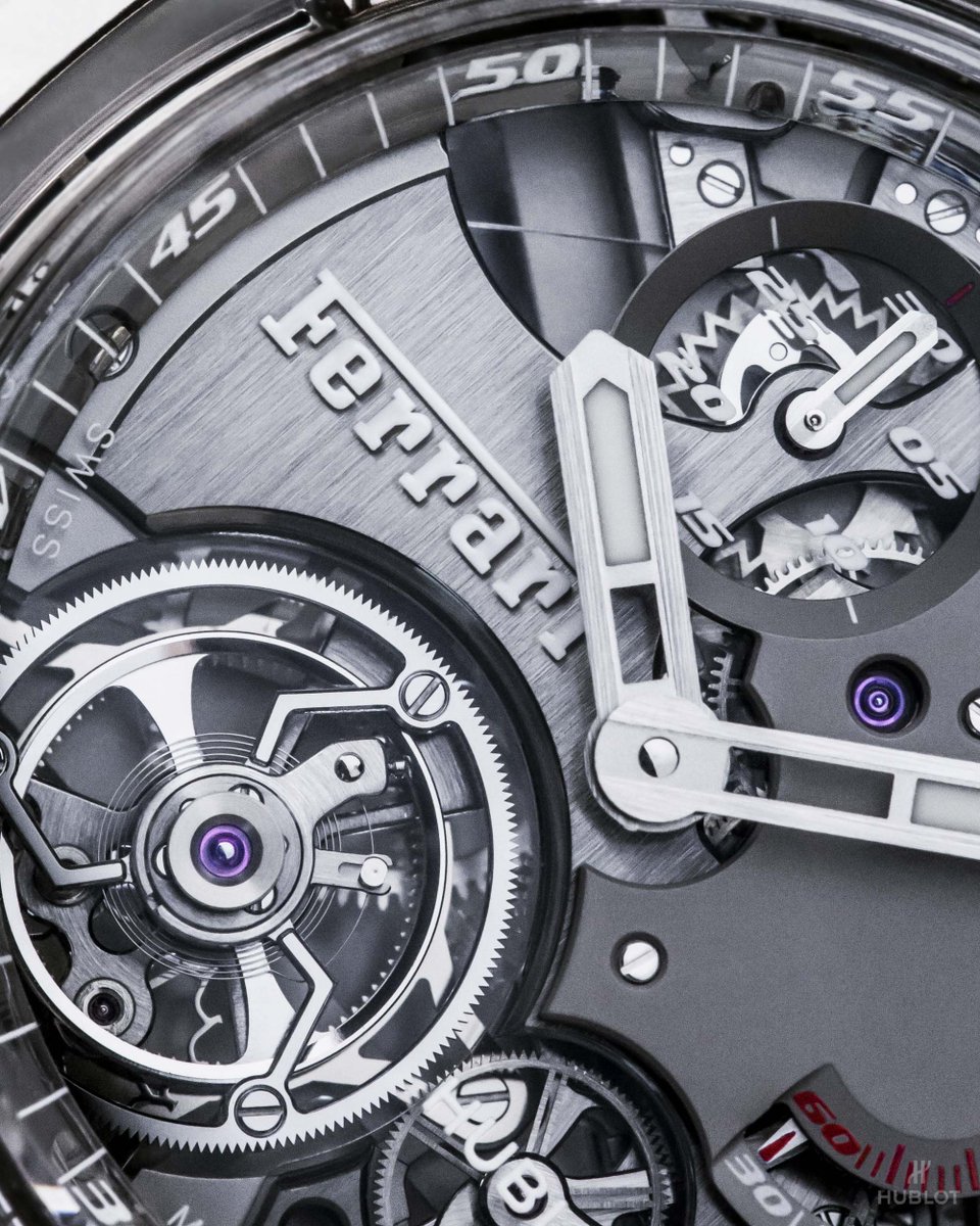 Hublot's tweet photo. When every second is decisive, passion makes the difference! Forza #Ferrari! New #Techframe Ferrari Tourbillon Chronograph now available in Sapphire and White Gold. #HublotFerrari #AzerbaijanGP https://t.co/kQ3sTIJVoU