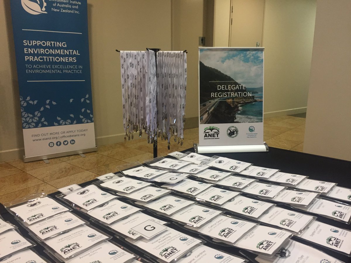 EIANZorg's tweet photo. All set up for #anet2018. Now all we need is some delegates! Registration open from 4:00pm. @ecoltransnet @Niche_Aus https://t.co/j1pIzB5EYd