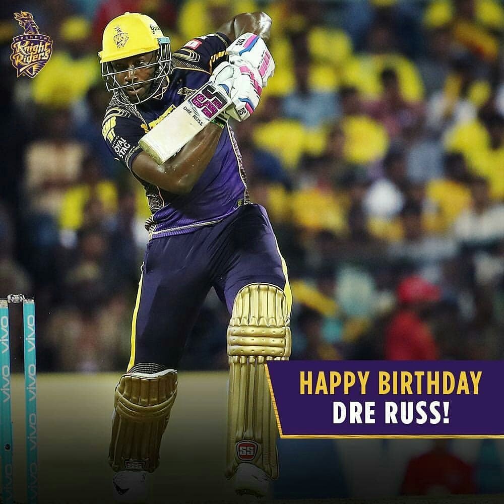 SRK___SRK___SRK's tweet photo. Here's wishing our big hitting All-rounder, @Russell12A a Happy Birthday! 🎂
Hope you have a memorable day both on & off-field. 😉
.
.
.
#KKRHaiTaiyaar #KorboLorboJeetbo #KKR #KolkataKnightRiders #KKRvRCB #RCBvKKR #KnightsOf2018 #AndreRussell #rcb #HappyBirthdayAndreRussell https://t.co/fJxHGNqI4h