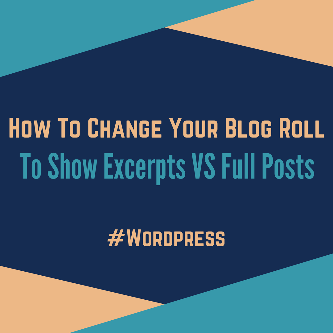 LynneHuysamen's tweet photo. How To Change Your Blog Roll To Show Excerpts VS Full Posts
#wa #watraining #wordpress #blogroll #excerptvsfullpost
https://t.co/AWB2rvTnWp #onlinemarketing #digitalmarketing #wa https://t.co/bwlxlPvZ75