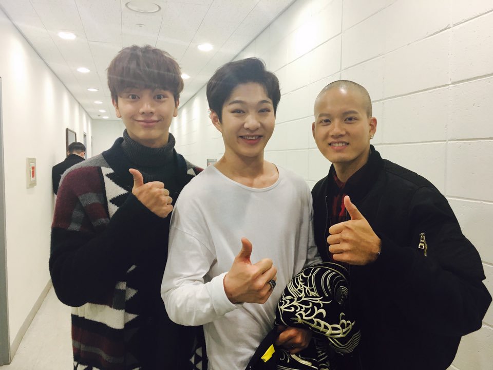 BTOB members supporting Changsub on his musical