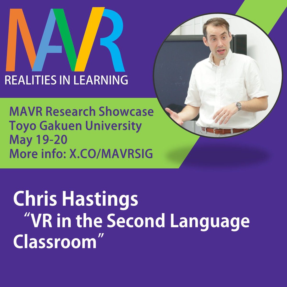 JALTMAVRSIG's tweet photo. ✨VR in the Second Language Classroom✨by Chris Hastings
#AR #VR #MR #ELT #AugmentedReality #VirtualReality #MixedReality #JALT #MAVR #JALTMAVR #PanSIG #PanSIG2018 with @JALT_PanSIG
https://t.co/QVQ2V7bIuq https://t.co/tpDHmejY5A