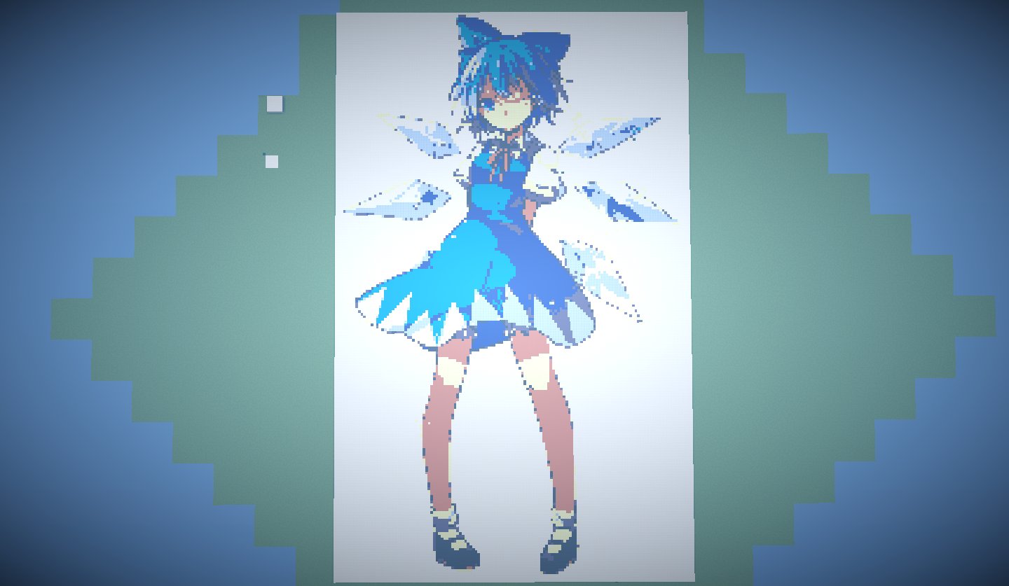おんせん マイクラ使ってドット絵 でいいのかな を作ってみました 超疲れた 今回作ったのは東方のキャラのチルノです 影mod入りと無し あとは地図に表示した際の画像です マイクラ 東方 チルノ おんせん マイクラ使ってドット絵 でいいのかな を作ってみました 超疲れた 今回作ったのは東方のキャラのチルノです 影mod入りと無し あとは地図に表示した際の画像です マイクラ 東方 チルノ