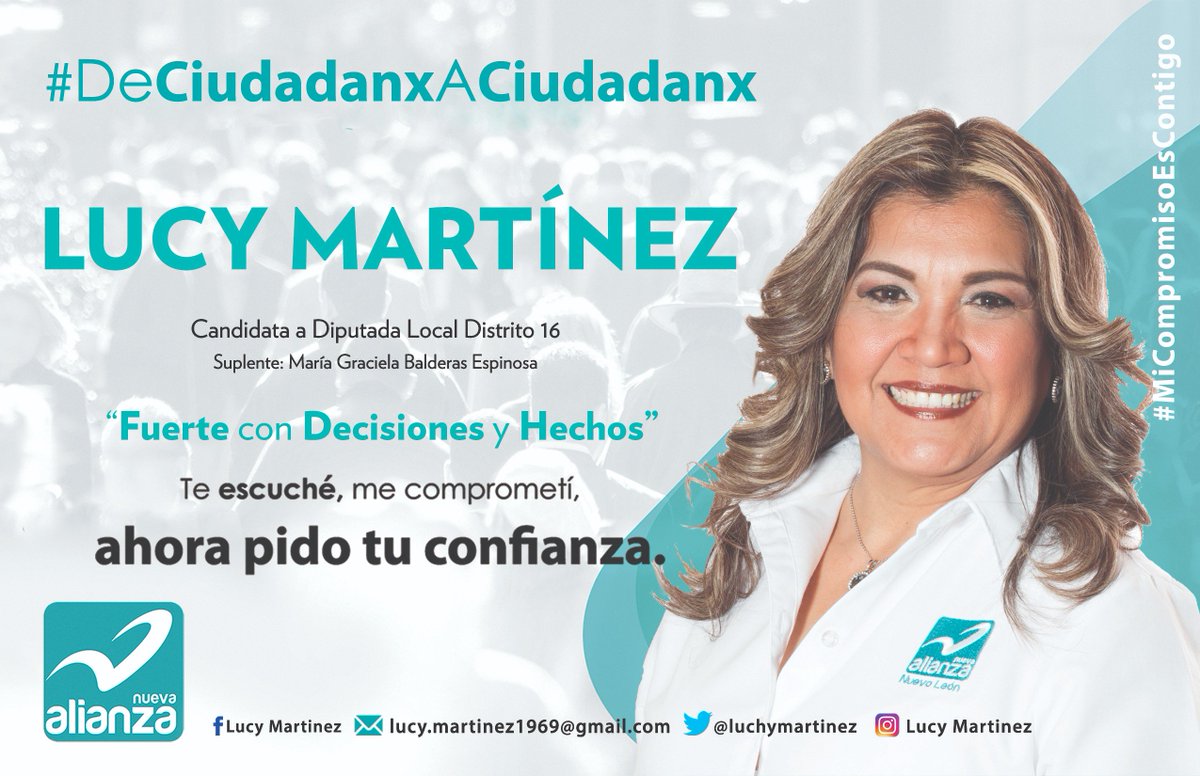 luchymartinez's tweet photo. "Fuerte con Decisiones y Hechos" #MiCompromisoEsContigo #DeCiudadanxACiudadanx @NuevaAlianza  @NvaAlianzaNL  @Luiscasob  @AngelinoCaamalM  @LetyGutierrezC  @BancadaTurquesa @SGNuevaAlianza @cobostv @Adela_Micha @angyymenchaca53 @hanielmorgan https://t.co/W8zu0XwzbG
