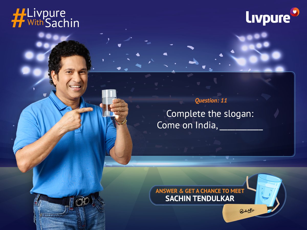 Livpure_India's tweet photo. Can you complete this slogan? Time to answer the final question in order to meet the Master Blaster. RT this post on your timeline and answer using #LivpureWithSachin.
T&amp;C: https://t.co/I0XJWqNgsP https://t.co/mnVDOfeMPl