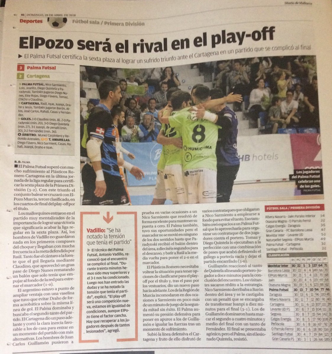 “ElPozo será el rival en el play-off” vía <a href="/diariomallorca/">Diario de Mallorca</a>