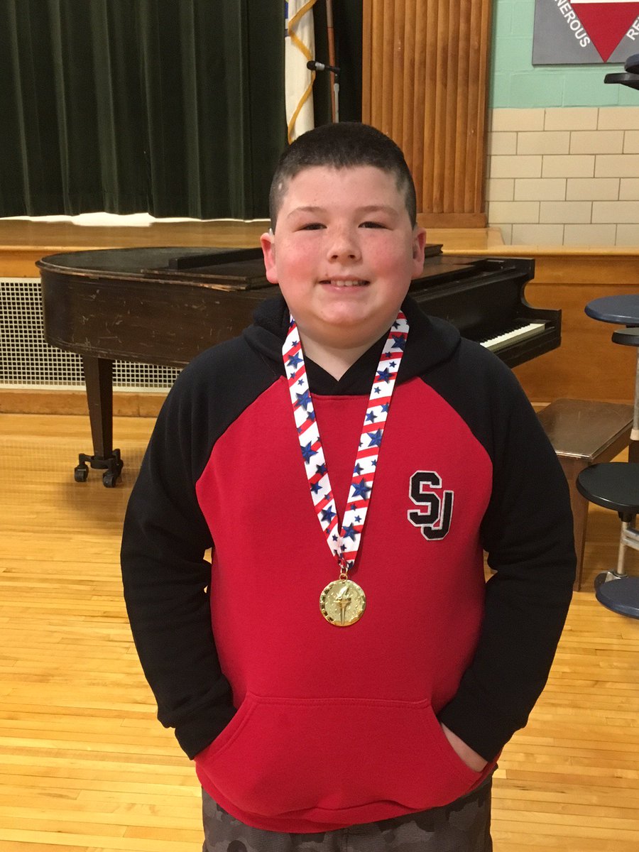 clarkeschools's tweet photo. Students in Clarke's K-8 Program (located within Leeds Elementary School) participated in a “Healthier You Olympic Medal Program.” Join us in congratulating Vinny, a fourth-grade student, for winning gold! #HearingSuccess #MainstreamServices https://t.co/6c1oCZWRdi
