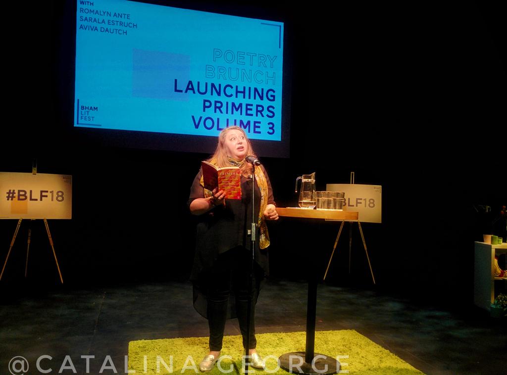 CatalinaLGeorge's tweet image. Glowing with #familyhistory and echoes of places which shape #identity, @AvivaDautch's #poetryperformance at #BLF18 warmed heart and stirred thoughts on individual past. How does #language shape us? How do we resolve often abstract conflicts of #history? How do we stay human?