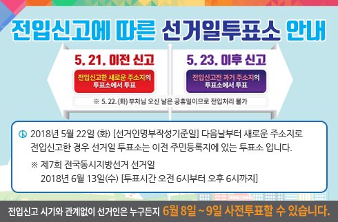 <전입신고에 따른 선거일 투표소 안내>
6월13일 전국지방선거일전 전입신고시 신고일에 따라 투표소가 달라지니 꼭 기준일 확인하세요^^ #성남시